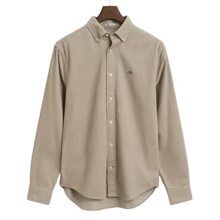 Gant Regular Fit Cotton Corduroy Shirt - Beige - 2XL