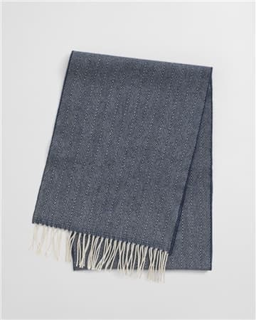 Gant Wool Herringbone Scarf - Navy - One