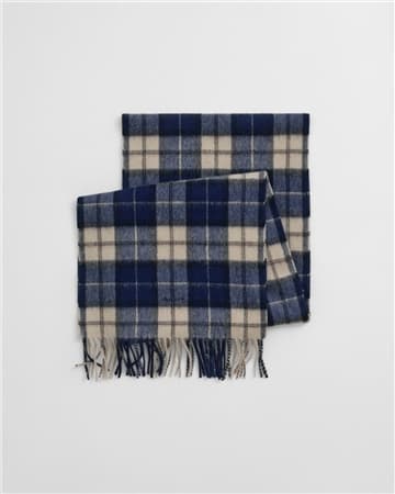 Gant Wool Checked Scarf - Blue - One