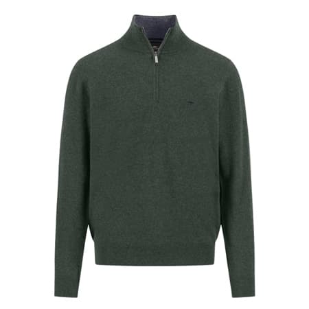 Fynch Hatton Troyer-Zip Merino Cashmere Sweater - Green - 2XL