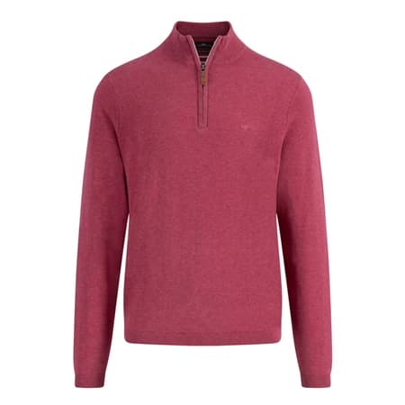 Fynch Hatton Air Cotton 1/4 Zip Knited Sweater - Wine - XL