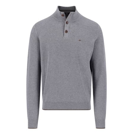 Fynch Hatton Troyer Button Cotton Sweater - Grey - 2XL