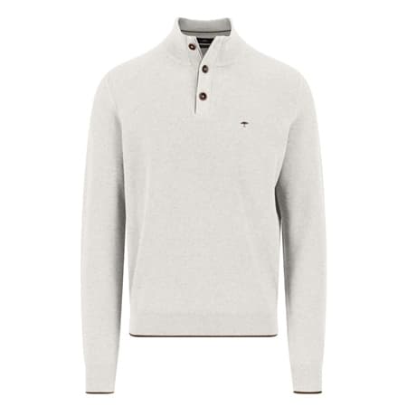 Fynch Hatton Troyer Button Cotton Sweater - White - XL