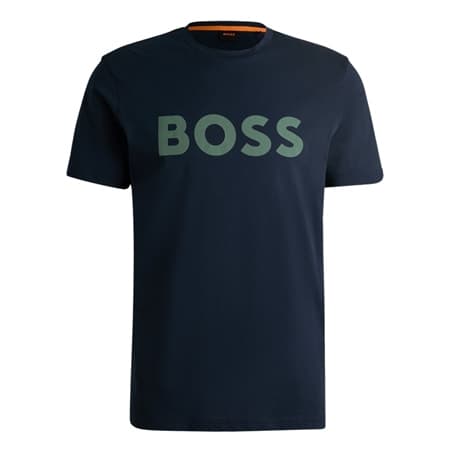 Boss Thinking T-shirt with Rubber-print Logo - Navy - L