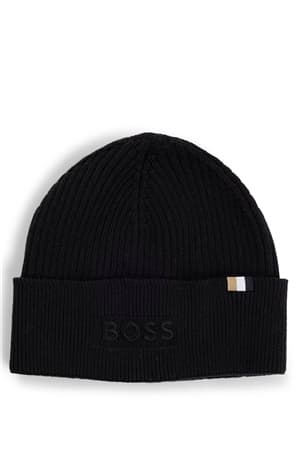 Boss Magico Logo-embroidered Wool Beanie Hat- Black - One
