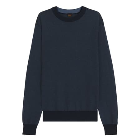 Boss Klapok Cotton-Blend Two-Tone Structure Sweater - Navy - XL