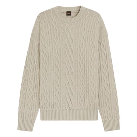 Boss Kableto Crew Neck Sweater - Beige - XL