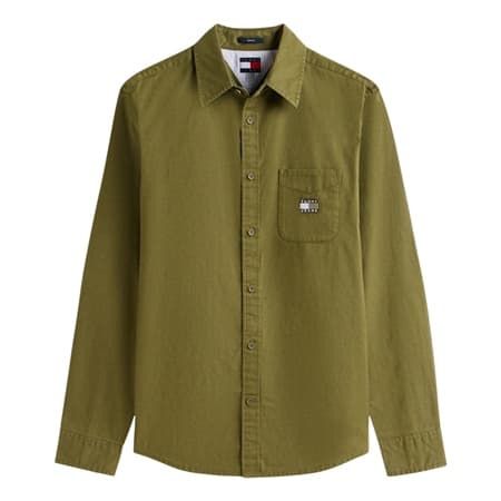 Tommy Jeans Regular Fit Washed Twill Shirt - Green - S