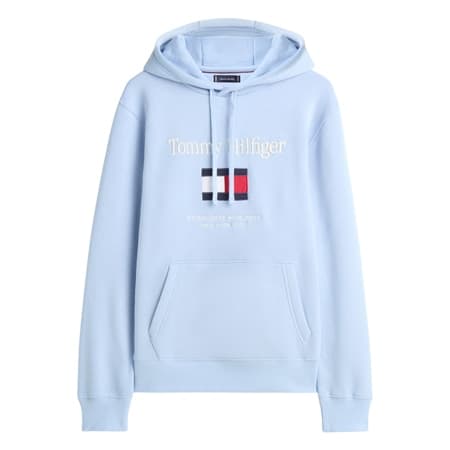 Tommy Hilfiger Logo Embroidery Flex Fleece Hoodie - Blue - XL