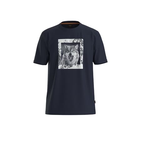 Boss Te_Lupo Animal Print T-shirt - Navy - S