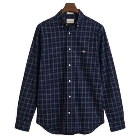 Gant Classic Poplin Check Shirt - Blue - XL