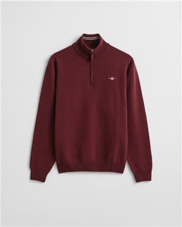 Gant Superfine Lambswool Half Zip Sweater - Wine - XL