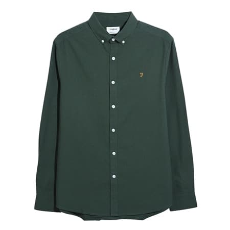 Farah Brewer Slim Fit Organic Cotton Oxford Shirt - Popular Green - S