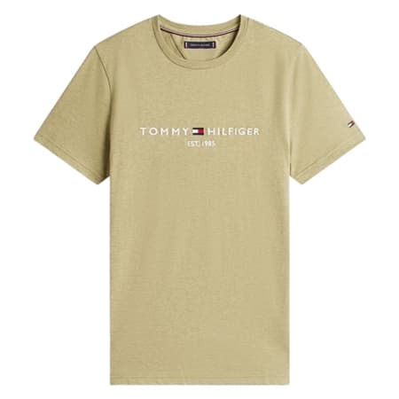 Tommy Hilfiger Linear Logo Embroidery T-Shirt - Green - XL
