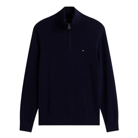 Tommy Hilfiger Pima Half-Zip Jumper With Cashmere - Navy - XL
