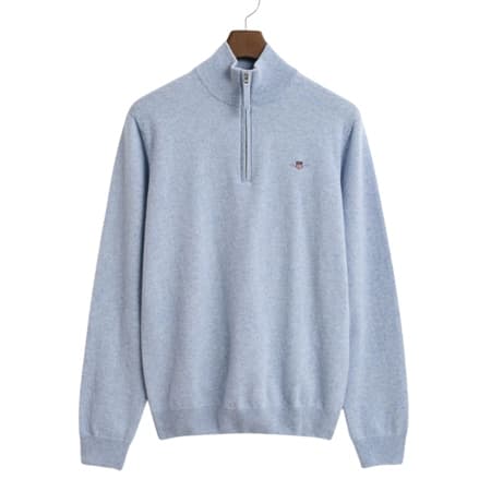 Gant Superfine Lambswool Half Zip Sweater - Blue - XL