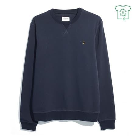 Farah Tim Organic Crew Sweatshirt - Denim Blue - XL