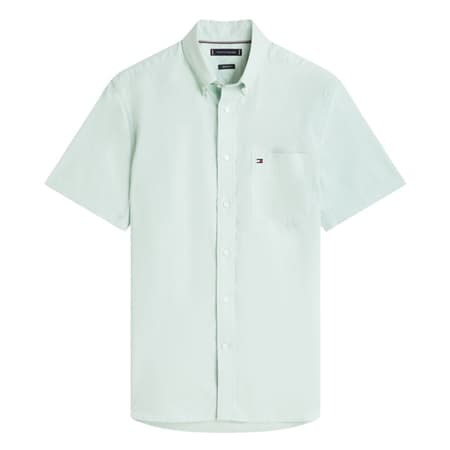 Tommy Hilfiger Regular Fit Lightweight Short Sleeve Oxford Shirt - Green - XL