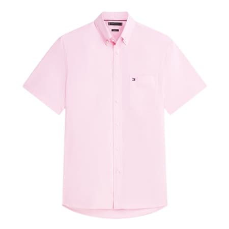 Tommy Hilfiger Regular Fit Lightweight Short Sleeve Oxford Shirt - Pink - XL