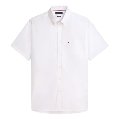 Tommy Hilfiger Regular Fit Lightweight Short Sleeve Oxford Shirt - White - XL