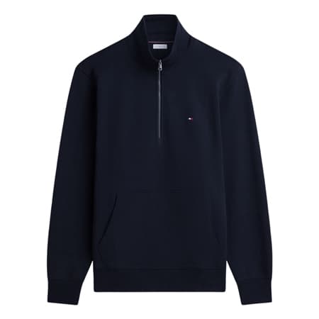 Tommy Hilfiger Flag Embroidery Terry Quarter-Zip Jumper - Navy - XL