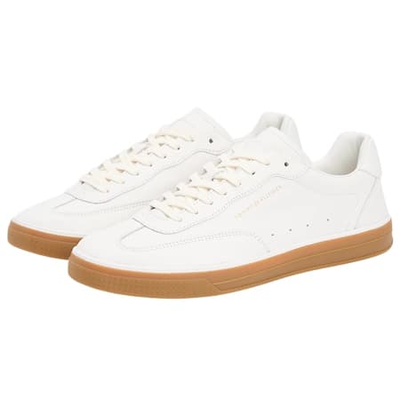 Tommy Hilfiger Luxe Metallic Logo Leather Trainers - Beige - 45