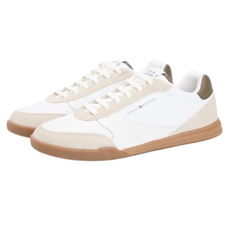 Tommy Hilfiger Mixed Texture Cupsole Trainers With Leather - Beige - 45