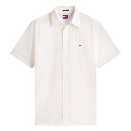 Tommy Jeans Regular Fit Seersucker Short Sleeve Shirt - White - XL