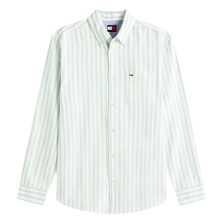 Tommy Jeans Regular Fit Stripe Oxford Shirt - Green - XL
