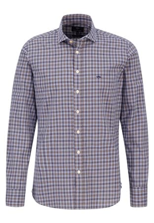Fynch Hatton Modern Check Shirt - Blue - XL