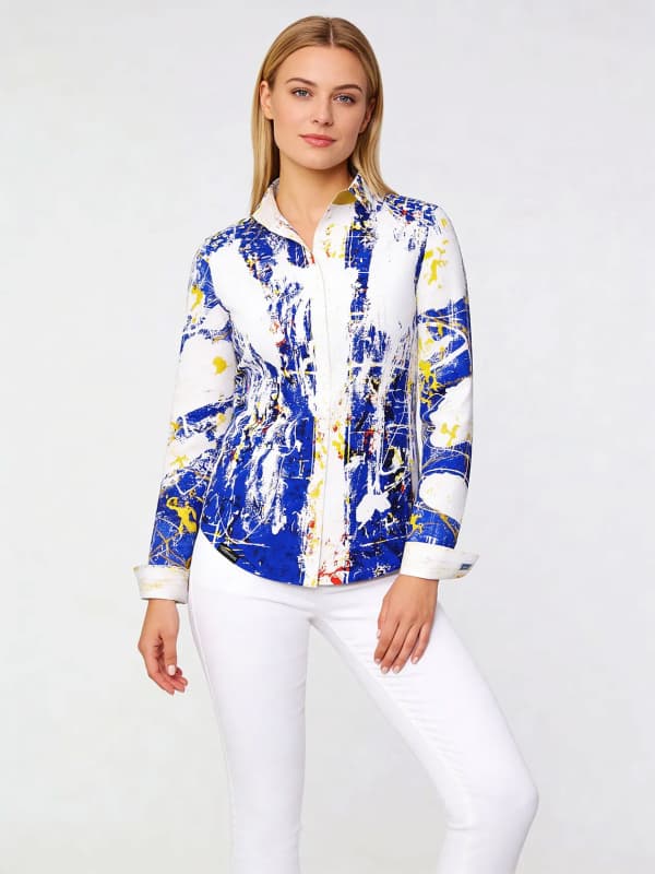 NOTIBANA - Blau weiß gelbe Bluse - GERMENS
