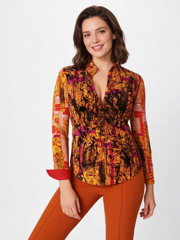 SOUVENIR - rot orangene Bluse - GERMENS
