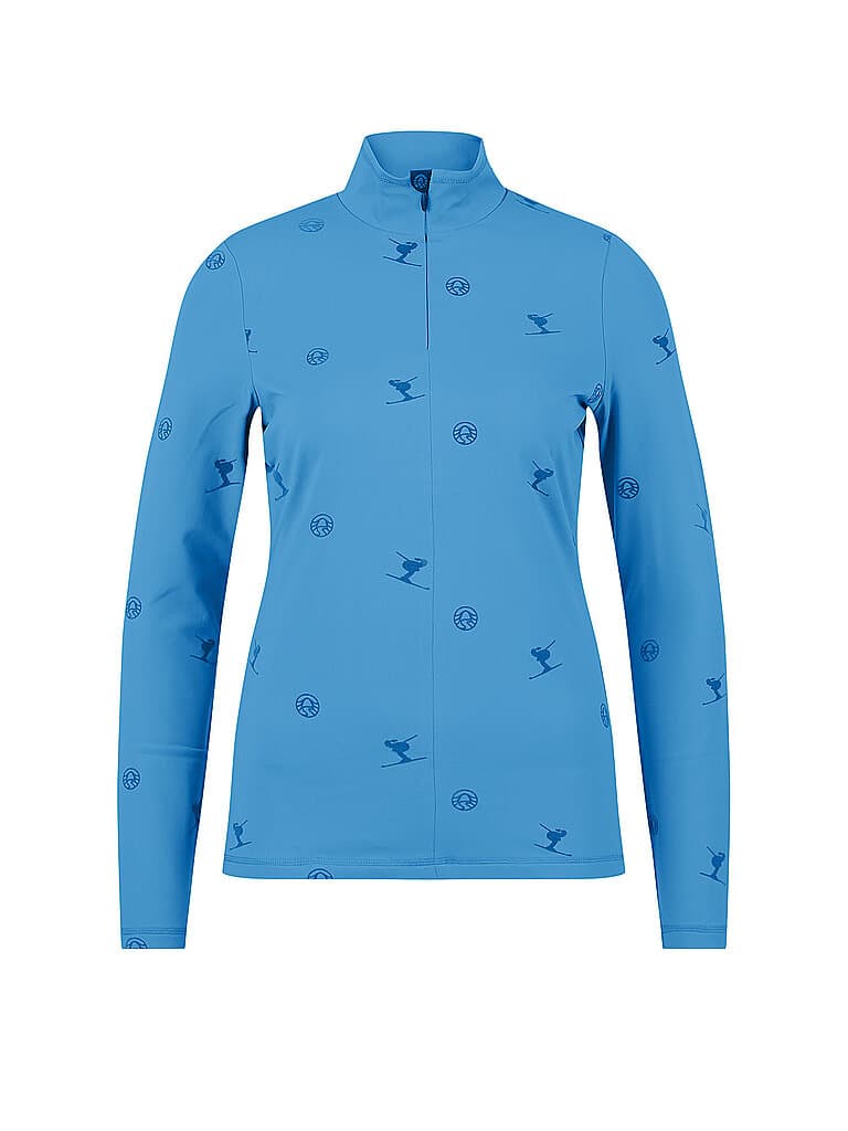 SPORTALM Damen Unterzieh Zipshirt im Allover-Flockprint blau | 42