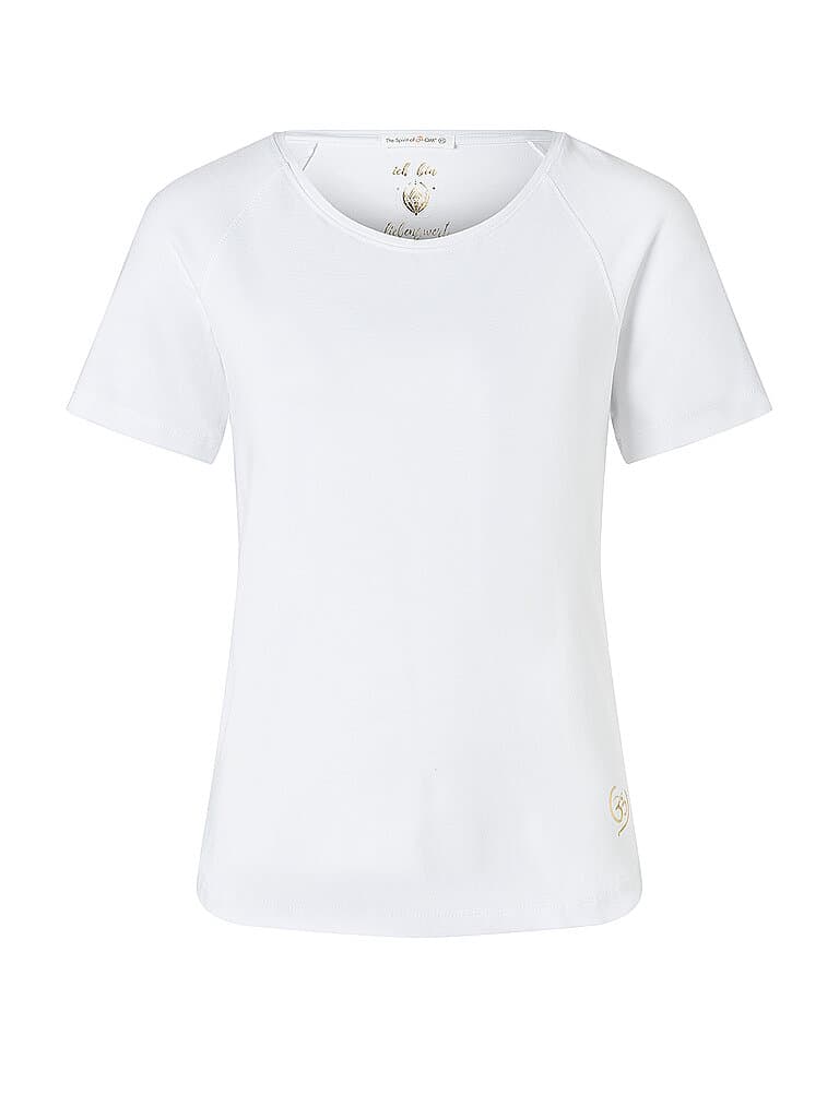 THE SPIRIT OF OM Damen Yogashirt Raglan OM Herz weiss | XL