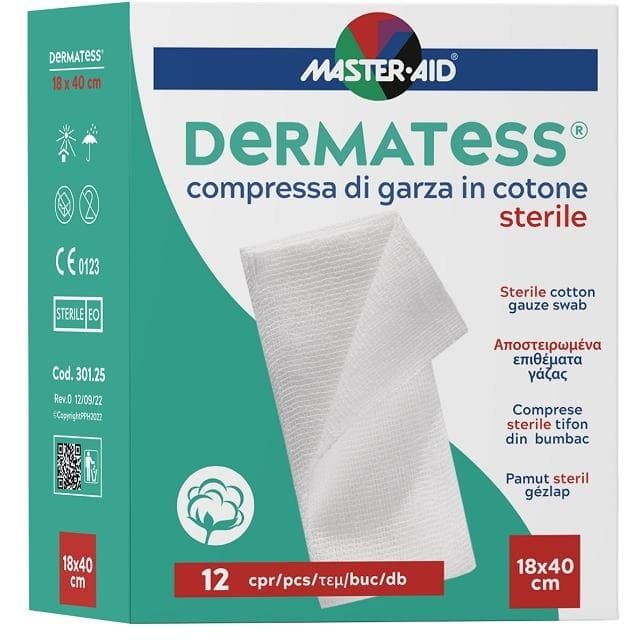Dermatess Garza di Cotone Medicale 18x40cm, Confezione da 12 Pezzi