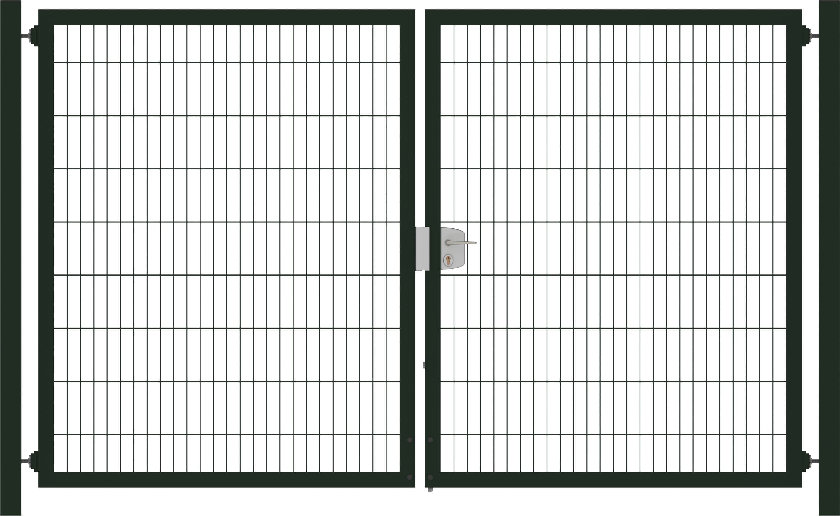 Metalen Tuinpoort dubbelstaafmatten dubbel 203cm hoog en 400cm breed