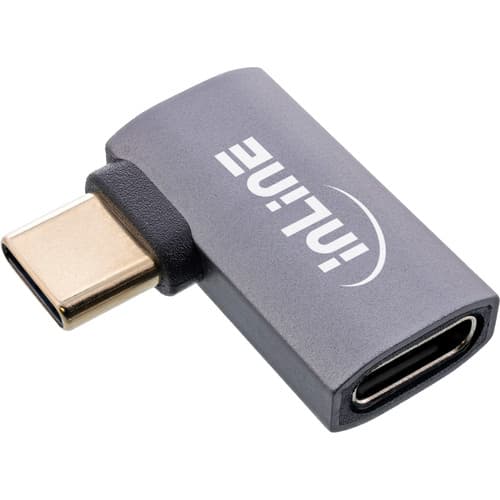 InLine® USB4 Adapter, USB-C Stecker/Buchse rechts/links gewinkelt, Alu, grau