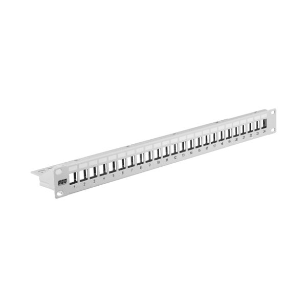 Verteilerfeld 19 1HE, 24-Port,  -- Metall, grau RAL7035