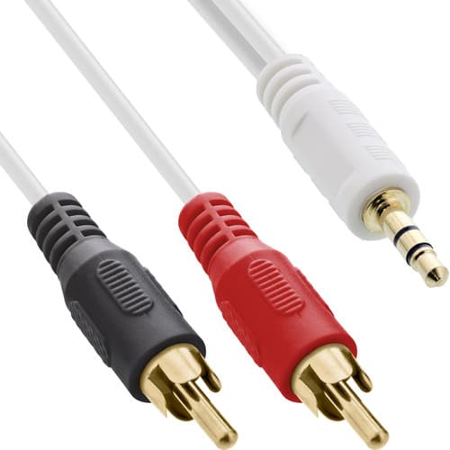 InLine® Cinch/Klinke Kabel, 2x Cinch Stecker an 3,5mm Klinke Stecker, 3m