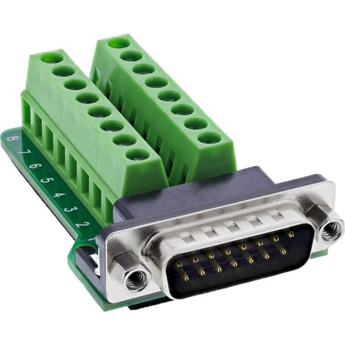 InLine® D-Sub 15 Terminalblock, Stecker, 2-reihig, Schraubklemme