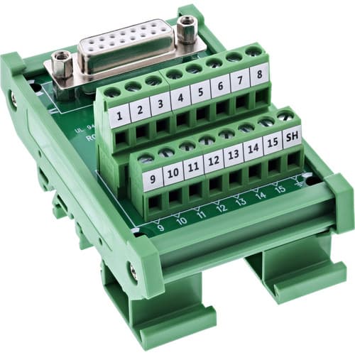 InLine® D-Sub 15 Terminalblock, Buchse, Schraubklemme, für Hutschiene