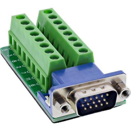 InLine® Terminalblock, VGA (HD15), Stecker, 2-reihig, Schraubklemme