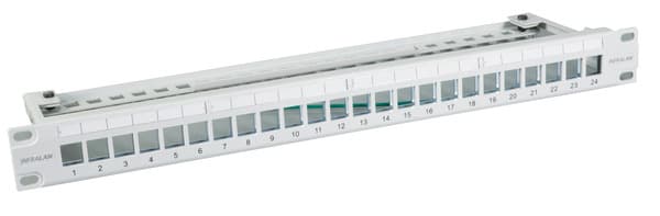 INFRALAN® Verteilerfeld 19 24-Port -- 1HE, für Keystone Module, RAL7035