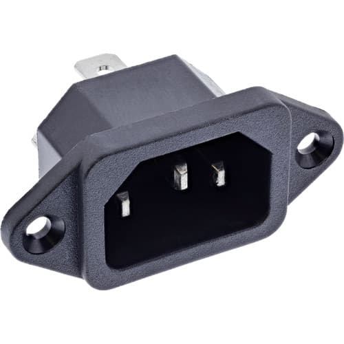 InLine® Kaltgeräte Einbaubuchse IEC-C14, schwarz, mit 6,3mm Steckfahne