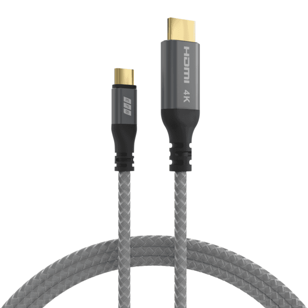 USB-C auf HDMI Kabel 4K30Hz -- 1,8m grau GoldkontakteTextilmantel