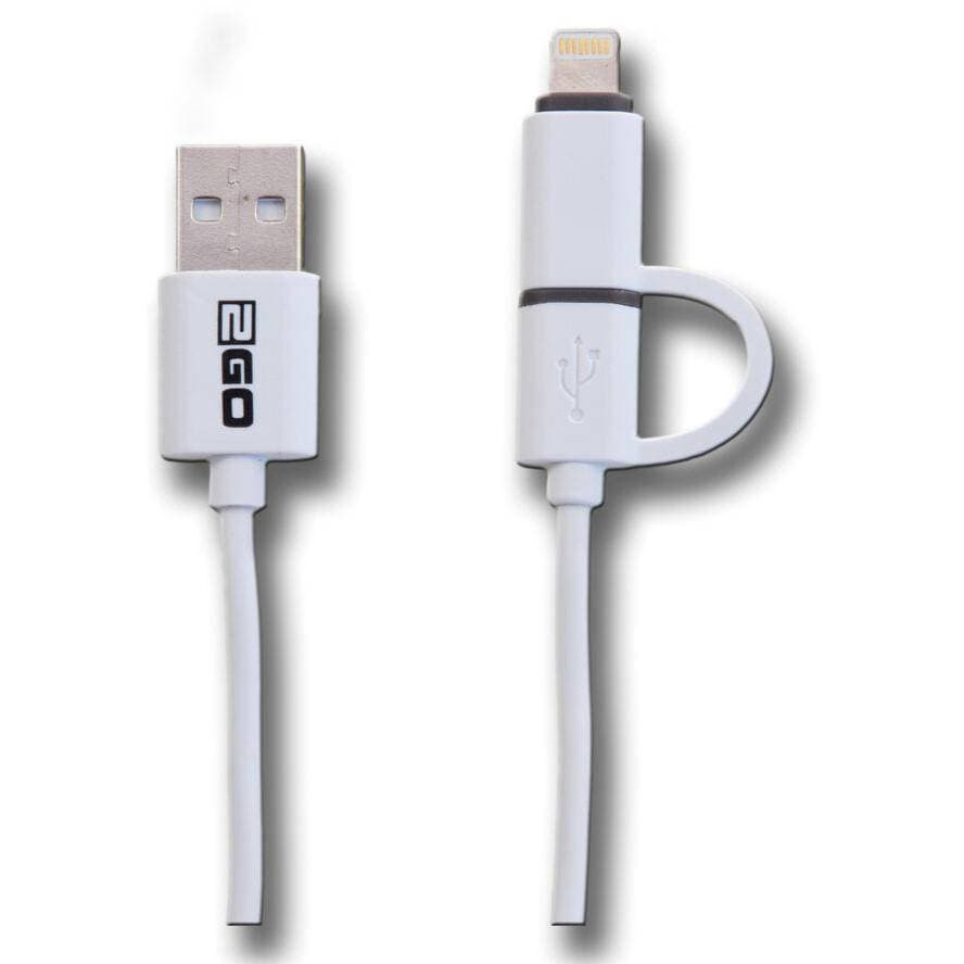 2GO 2in1 USB Lade-/Datenkabel f. Micro-USB & Apple 100cm ws