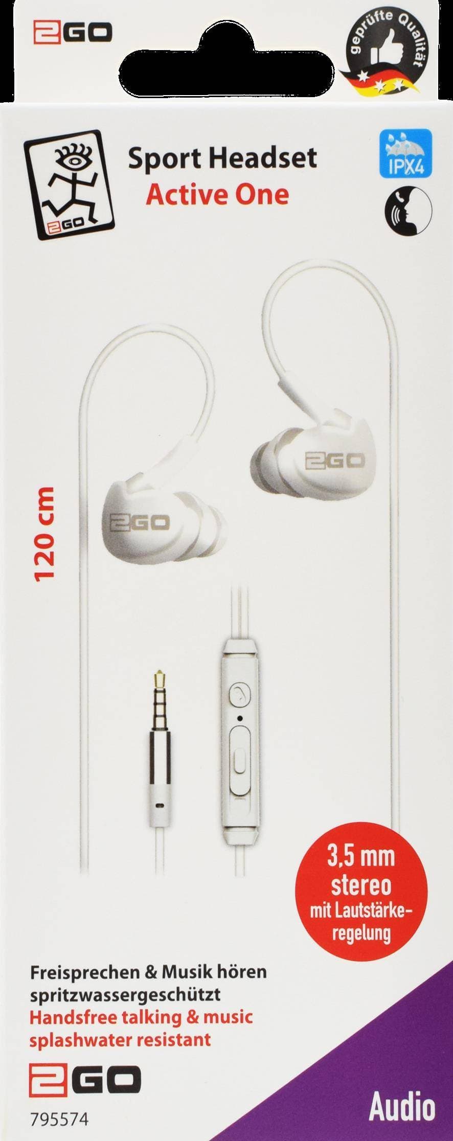 2GO In-Ear Sport-Headset Active m. Rufann.&Lautstärker. we