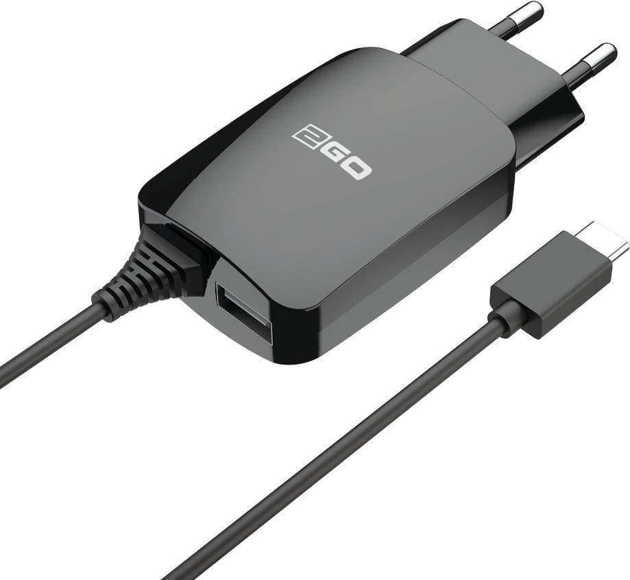 2GO Ladegerät 12W USB-C + 1-Port 1x USB-A Kabel 1,4m schwarz