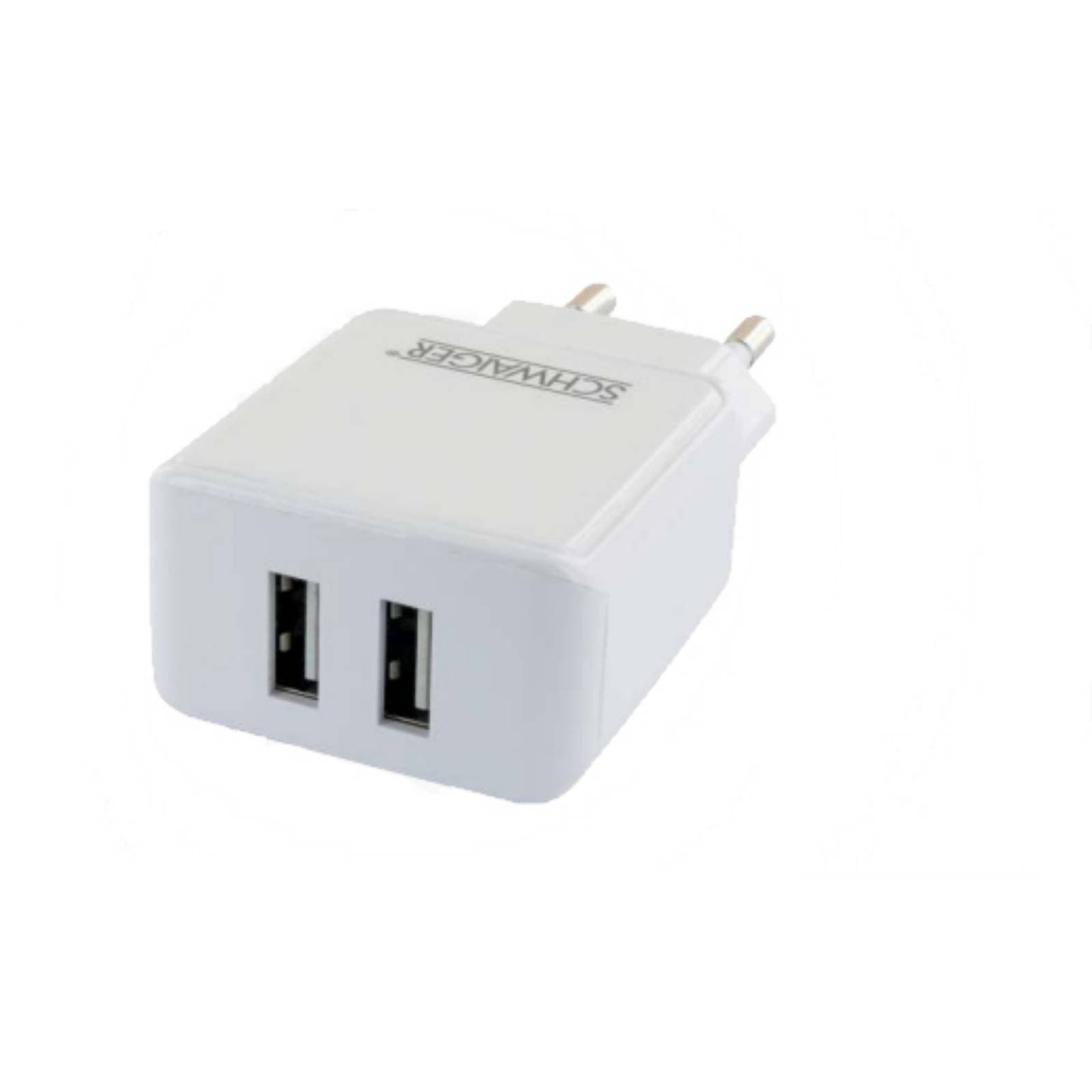 Schwaiger Ladegerät 230V 2x USB 2.4A Weiß