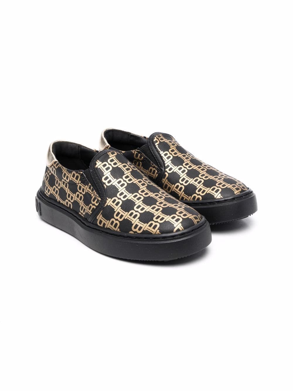 Scarpa da bambino senza lacci nero oro